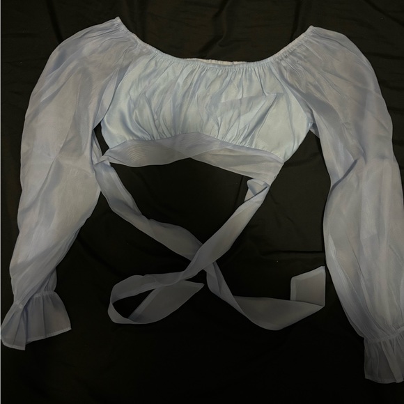 Baby Blue Crop Flounce Top - Picture 3 of 3